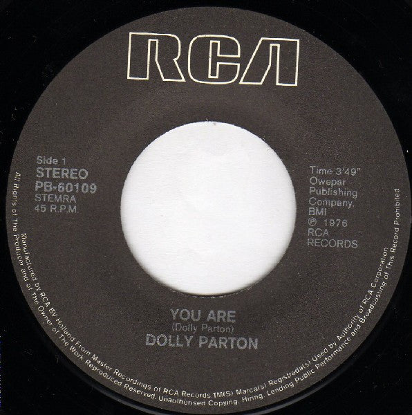 Dolly Parton : You Are (7", Single)