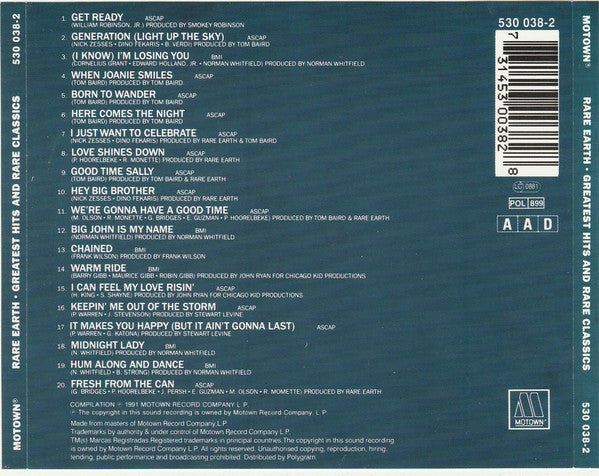 Rare Earth : Greatest Hits And Rare Classics (CD, Comp, RE, RM)