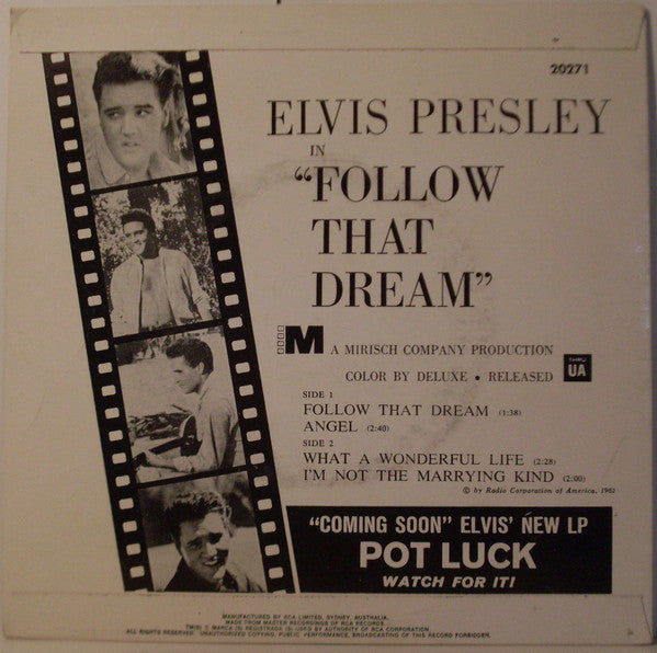 Elvis Presley : Follow That Dream (7", EP, RE)