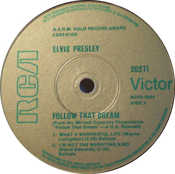 Elvis Presley : Follow That Dream (7", EP, RE)