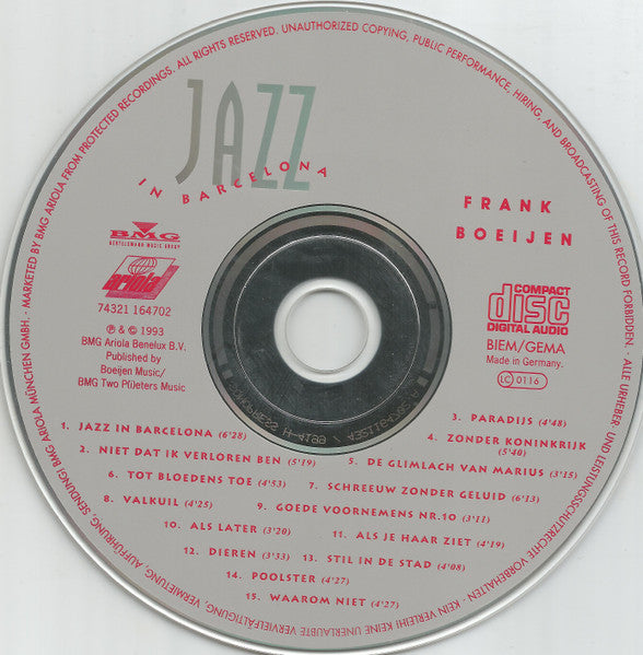 Frank Boeijen : Jazz In Barcelona (CD, Album, RP)