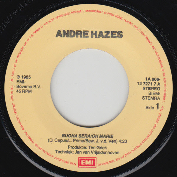 André Hazes : Buona Sera / Oh Marie (7", Single)
