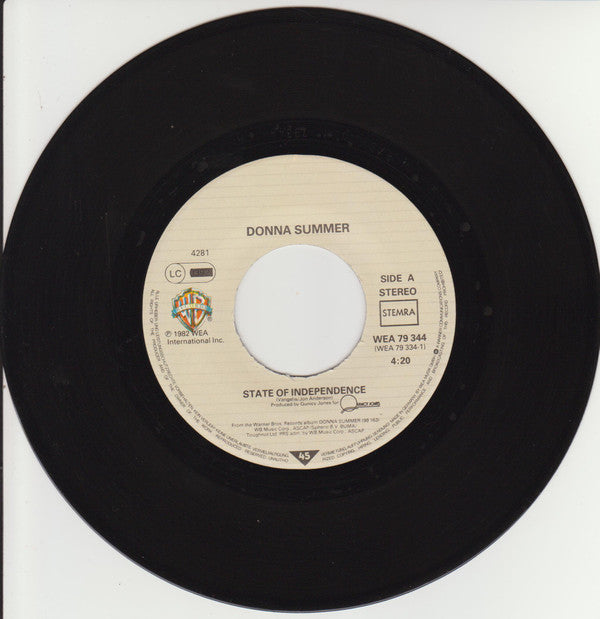 Donna Summer : State Of Independence (7", Single)
