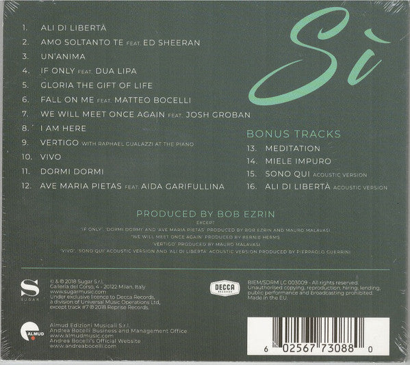 Andrea Bocelli : Si (CD, Album, Dlx, Dig)