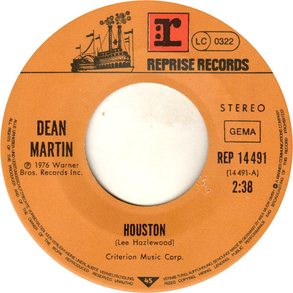 Dean Martin : Houston / In The Chapel In The Moonlight (7", Single, RE)