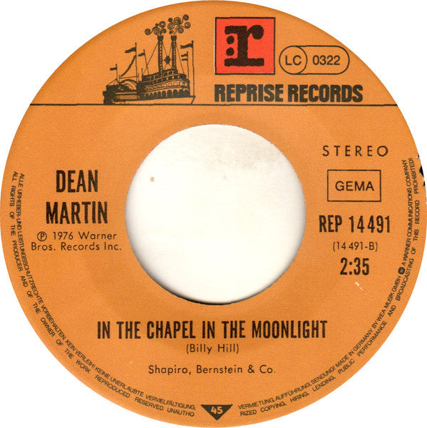Dean Martin : Houston / In The Chapel In The Moonlight (7", Single, RE)