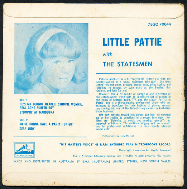 Little Pattie With The Statesmen (6) : Little Pattie (7", EP)