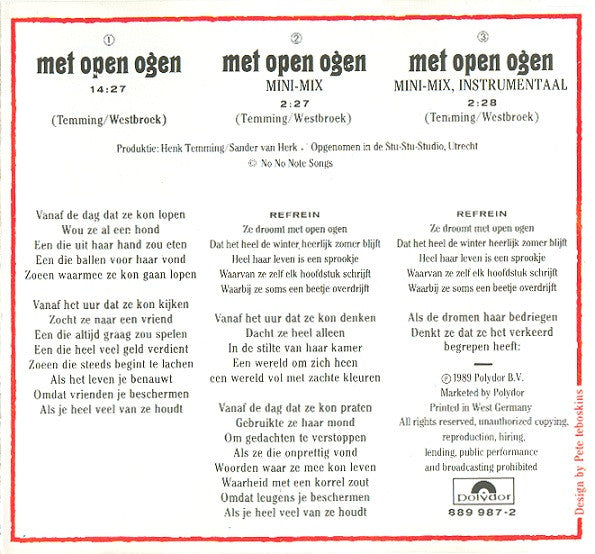 Het Goede Doel : Met Open Ogen (CD, Maxi)
