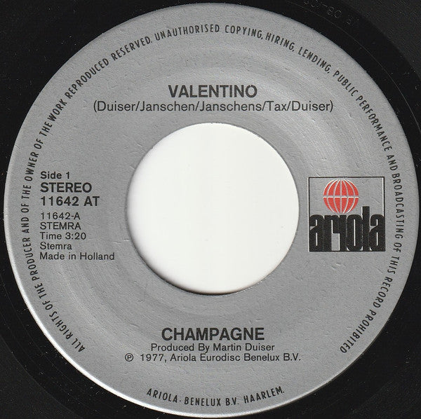 Champagne (5) : Valentino (7", Single)