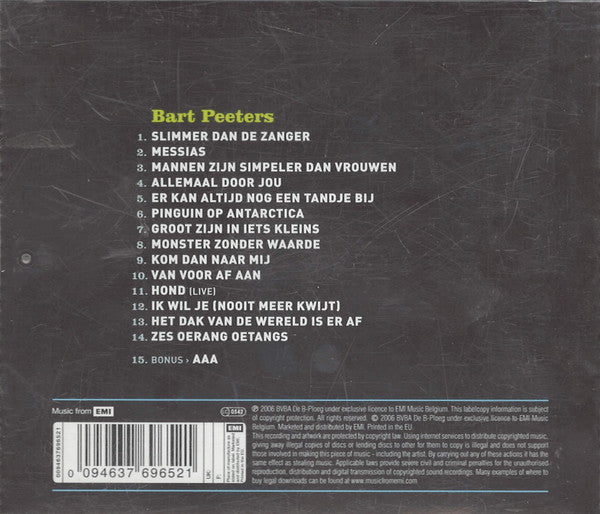 Bart Peeters : Slimmer Dan De Zanger (CD, Album)