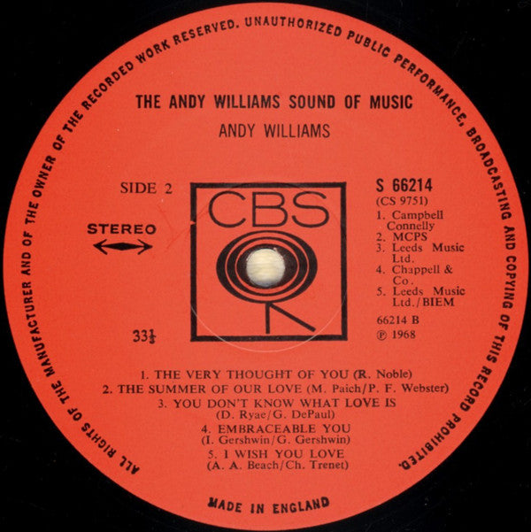 Andy Williams : The Andy Williams Sound Of Music (2xLP, Album, Comp)