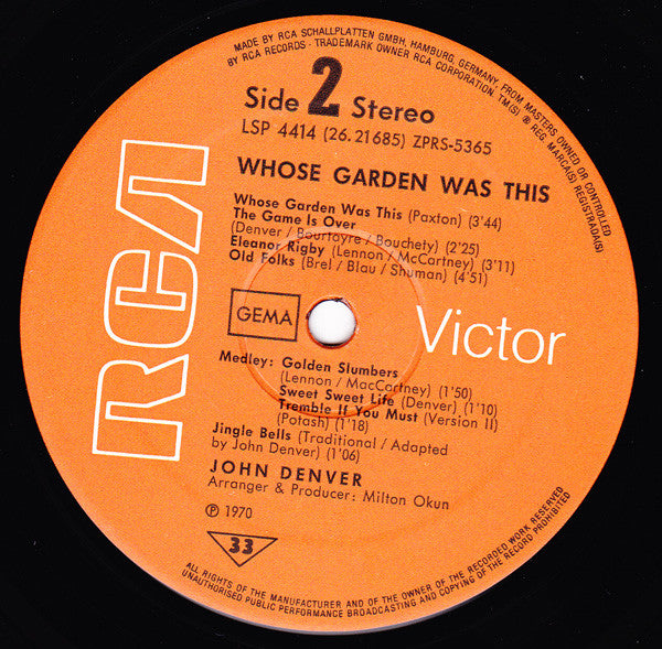 John Denver : Whose Garden Was This (LP, Album)