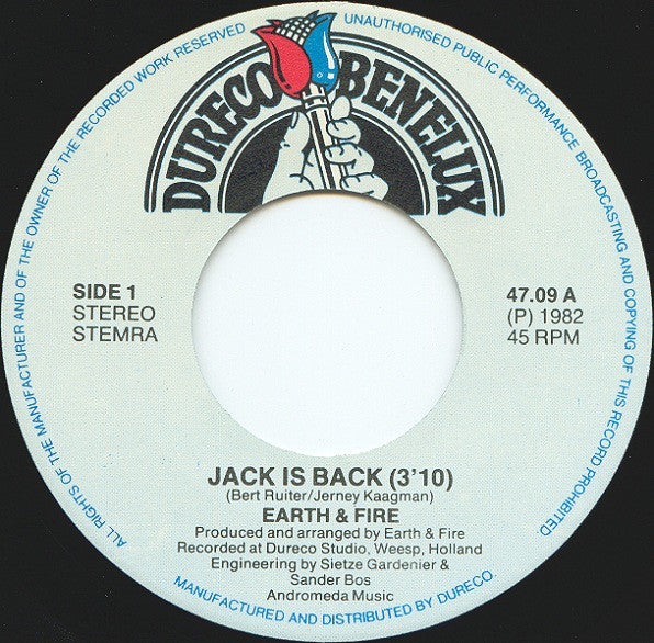 Earth And Fire : Jack Is Back (7", Single)