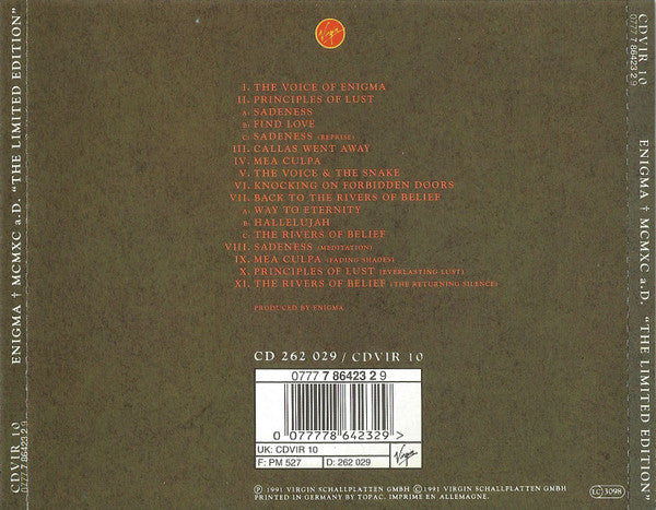 Enigma : MCMXC a.D. "The Limited Edition" (CD, Album, Ltd)