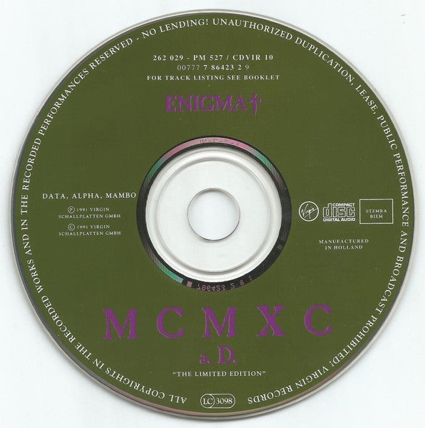 Enigma : MCMXC a.D. "The Limited Edition" (CD, Album, Ltd)