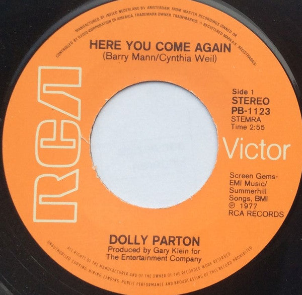 Dolly Parton : Here You Come Again (7", Single)