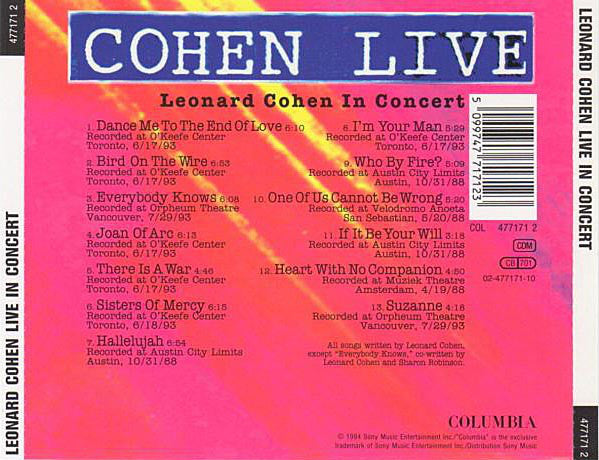 Leonard Cohen : Cohen Live - Leonard Cohen In Concert (CD, Album)