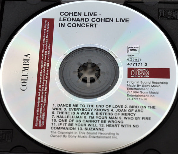 Leonard Cohen : Cohen Live - Leonard Cohen In Concert (CD, Album)