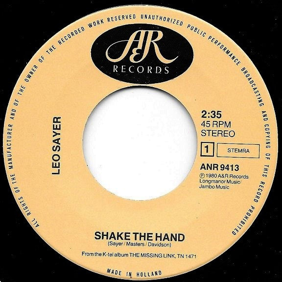 Leo Sayer : Shake The Hand (7")
