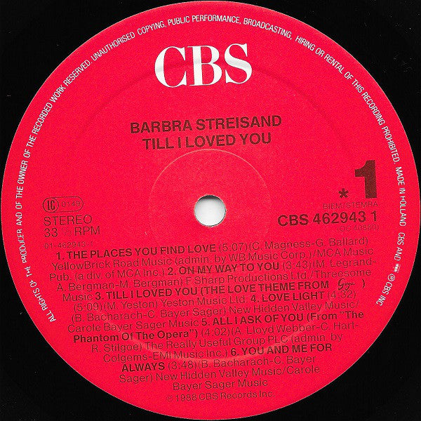 Barbra Streisand : Till I Loved You (LP, Album)