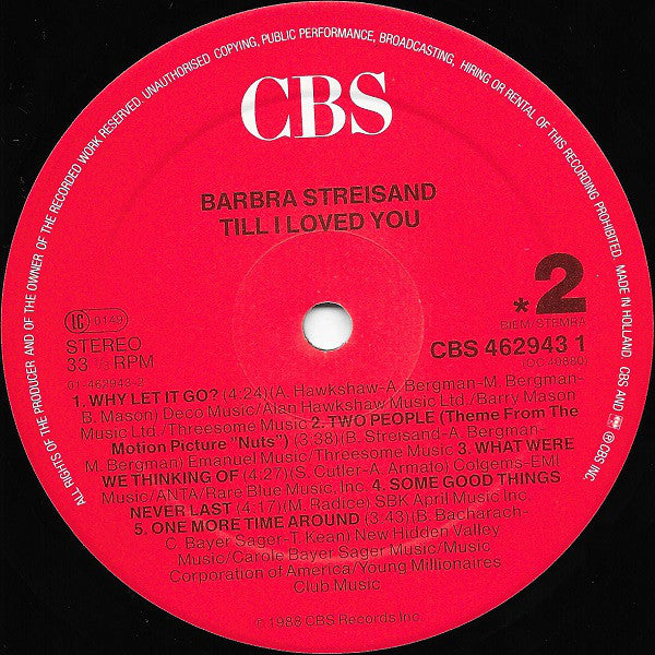 Barbra Streisand : Till I Loved You (LP, Album)