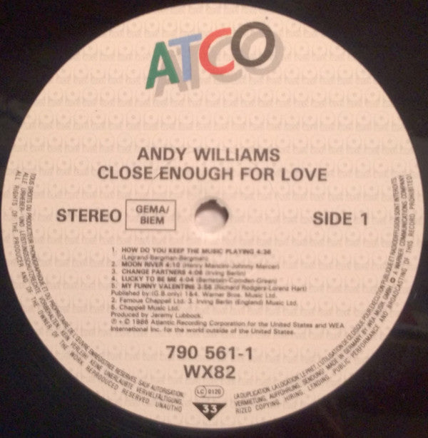 Andy Williams : Close Enough For Love (LP)