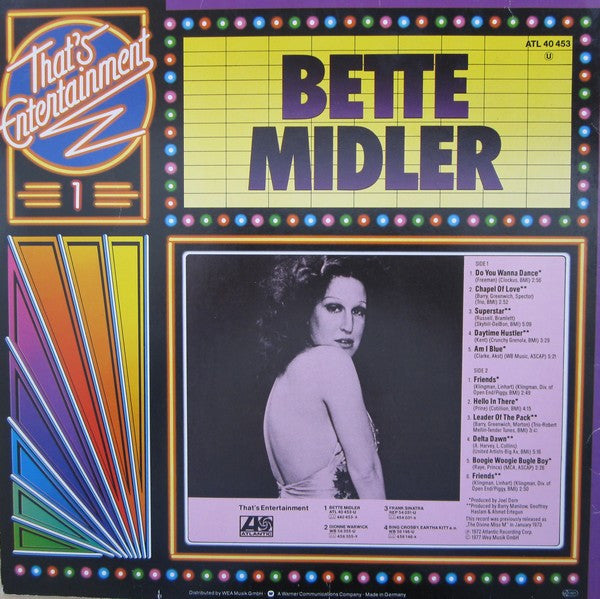 Bette Midler : That's Entertainment 1 (LP, Album, RE)
