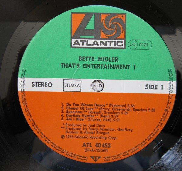 Bette Midler : That's Entertainment 1 (LP, Album, RE)
