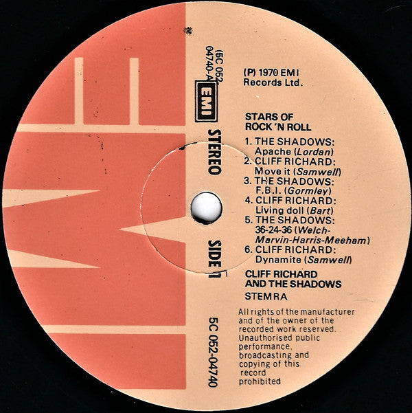 Cliff Richard And The Shadows* : Stars Of Rock 'n' Roll (LP, Comp)