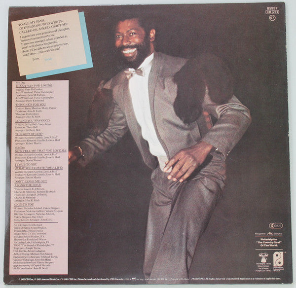Teddy Pendergrass : This One's For You (LP, Album)