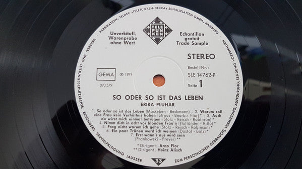 Erika Pluhar : So Oder So Ist Das Leben (LP, Album, Promo)