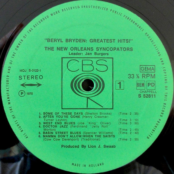Beryl Bryden With The New Orleans Syncopators : Greatest Hits (LP)
