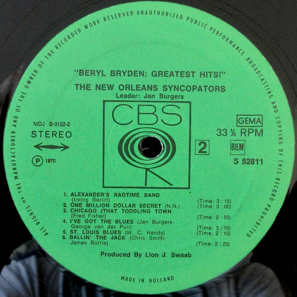 Beryl Bryden With The New Orleans Syncopators : Greatest Hits (LP)
