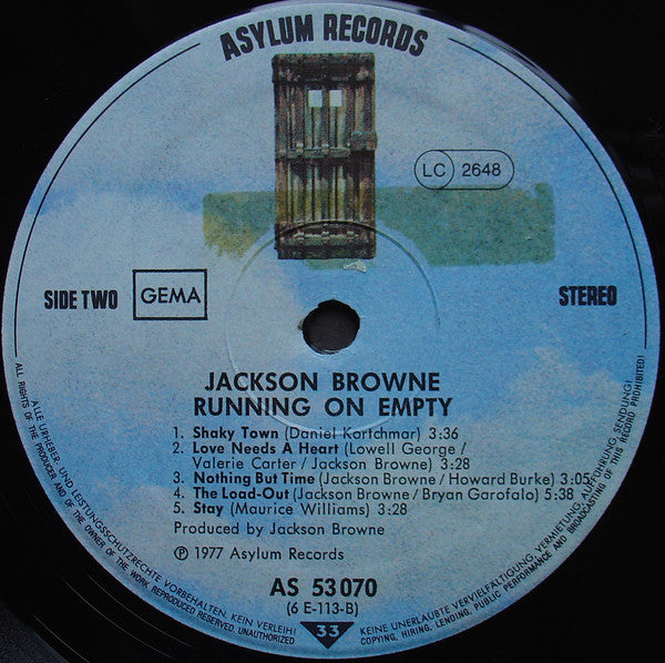 Jackson Browne : Running On Empty (LP, Album)