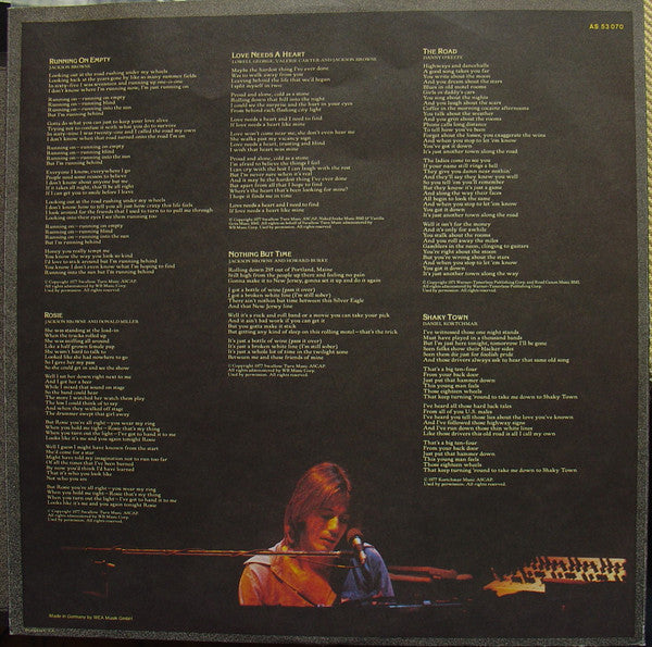 Jackson Browne : Running On Empty (LP, Album)