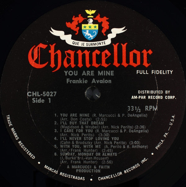 Frankie Avalon : You Are Mine (LP, Album)