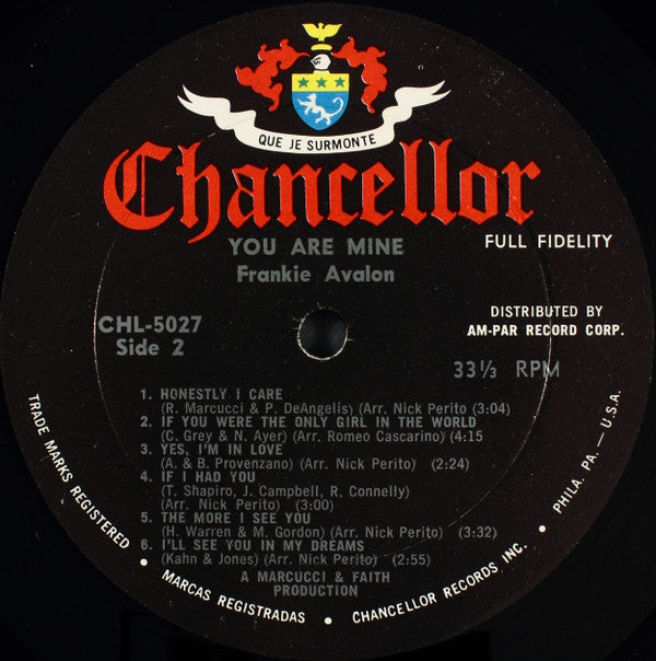 Frankie Avalon : You Are Mine (LP, Album)