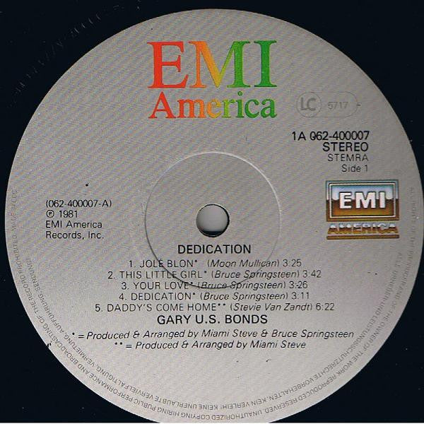 Gary U.S. Bonds : Dedication (LP, Album)