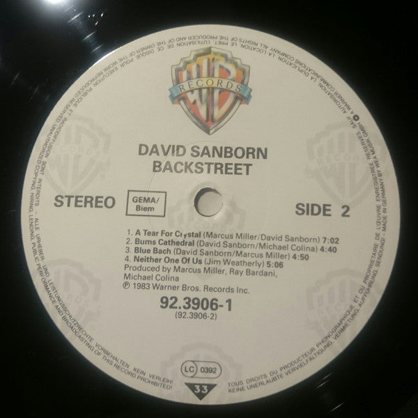 David Sanborn : Backstreet (LP, Album)