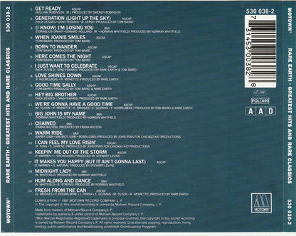 Rare Earth : Greatest Hits And Rare Classics (CD, Comp, RE, RM)