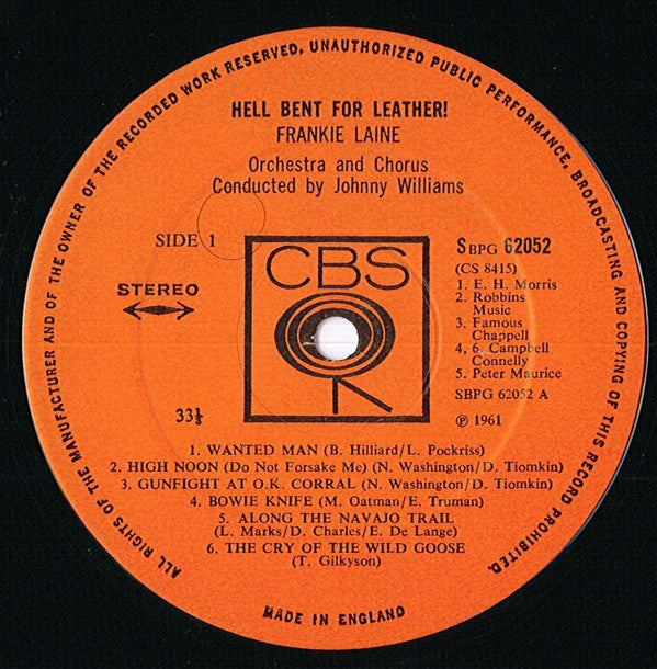 Frankie Laine : Hell Bent For Leather! (LP, Album)