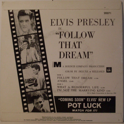 Elvis Presley : Follow That Dream (7", EP, RE)