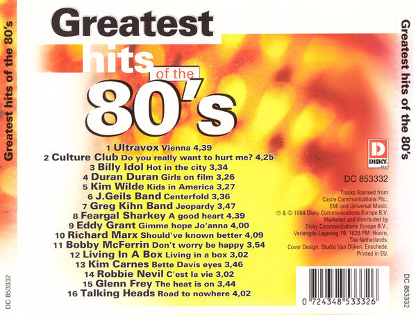 Various : Greatest Hits Of The 80's (CD, Comp)