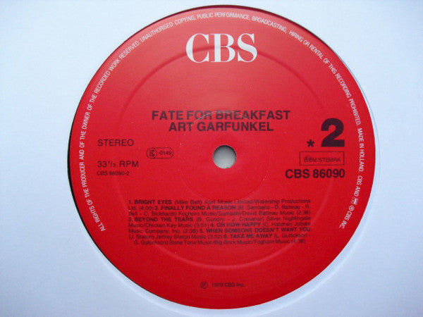 Art Garfunkel : Fate For Breakfast (LP, Album, RE, Red)