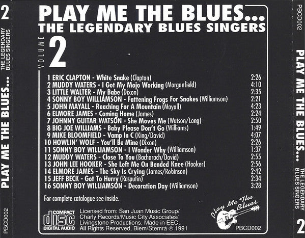 Various : Play Me The Blues... The Legendary Blues Singers Volume 2 (CD, Comp)