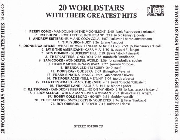 Various : 20 Worldstars With Their Greatest Hits (CD, Comp)