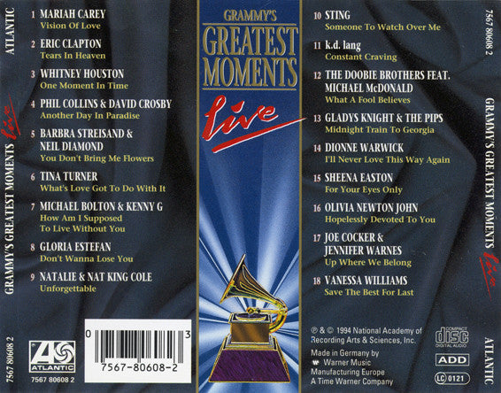 Various : Grammy's Greatest Moments Live (CD, Comp)