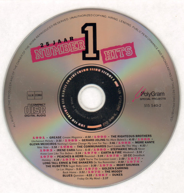 Various : 25 Jaar Number 1 Hits (CD, Comp, RE)