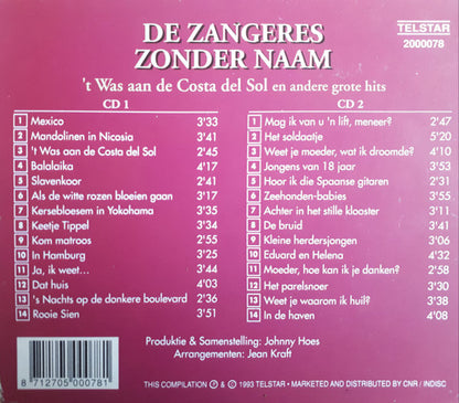 Zangeres Zonder Naam : 't Was Aan De Costa Del Sol En Andere Grote Hits (2xCD, Comp)