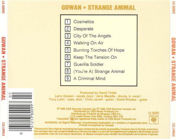 Gowan : Strange Animal (CD, Album, RE)